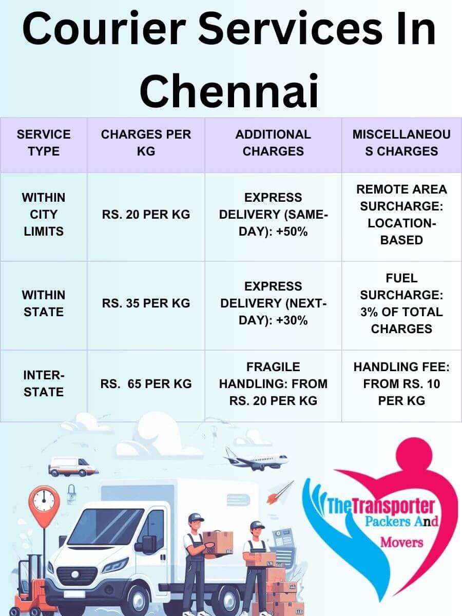 Professional Courier Services Charges in Chennai
