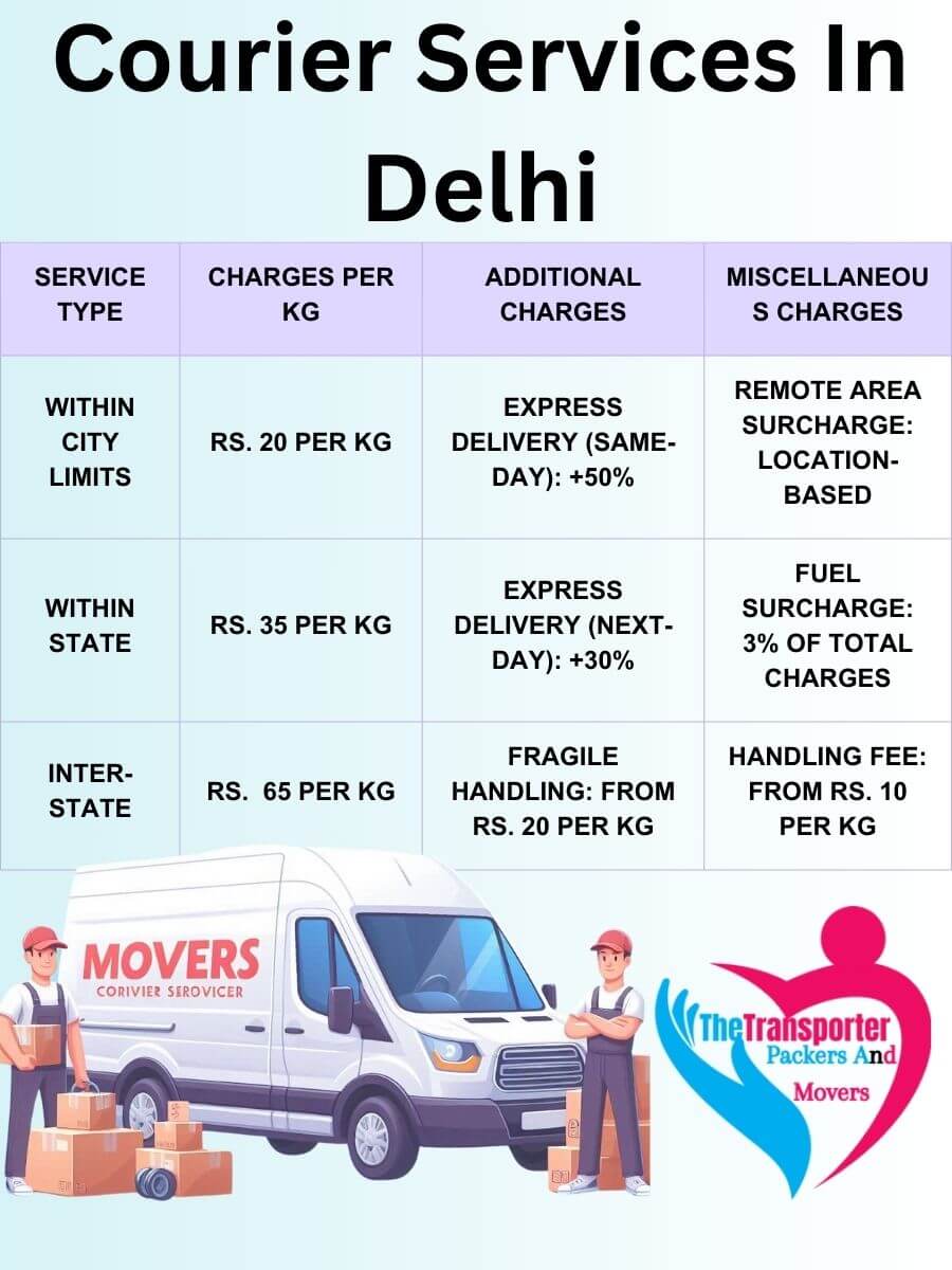 Professional Courier Services Charges in Delhi