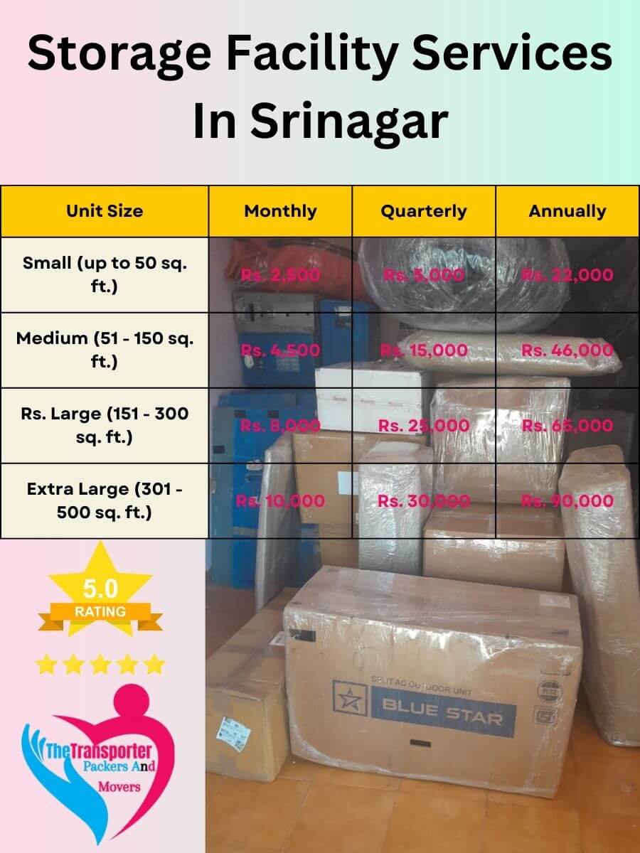 Storage Facility Services Charges in Srinagar